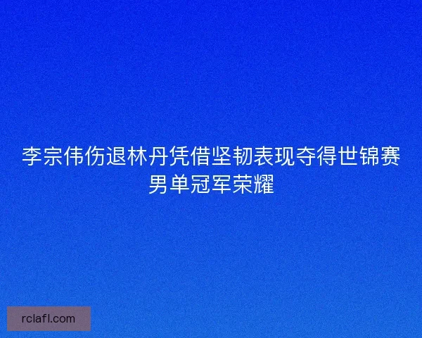 李宗伟伤退林丹凭借坚韧表现夺得世锦赛男单冠军荣耀